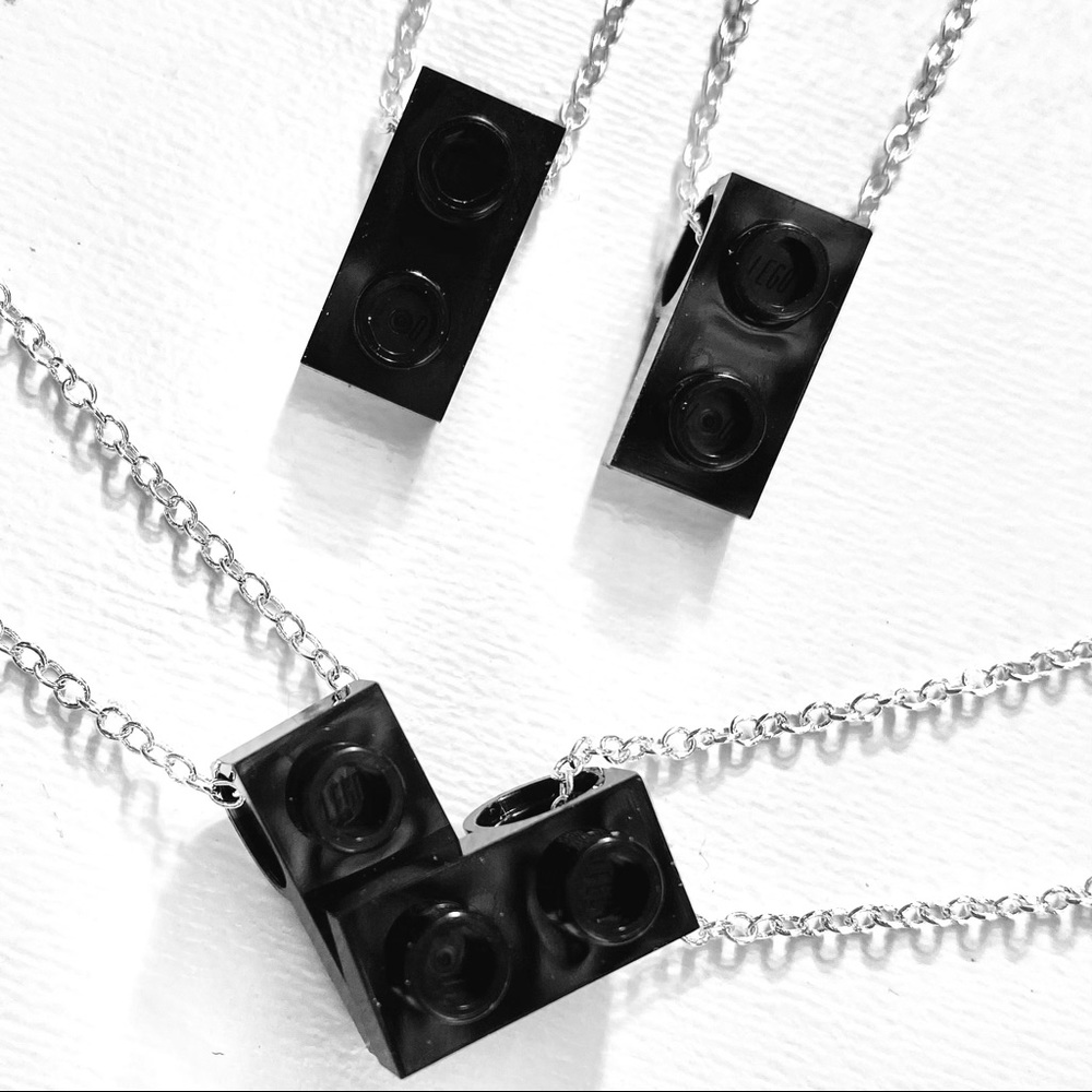 black lego heart necklace set style 2 🖤 couples